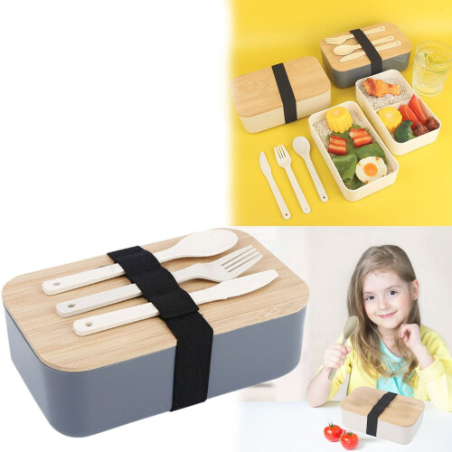 Stackable Japanese Bento Box with Compartments, Leak-Proof, Includes Utensils – Compatible with Adult Lunch Needs 1