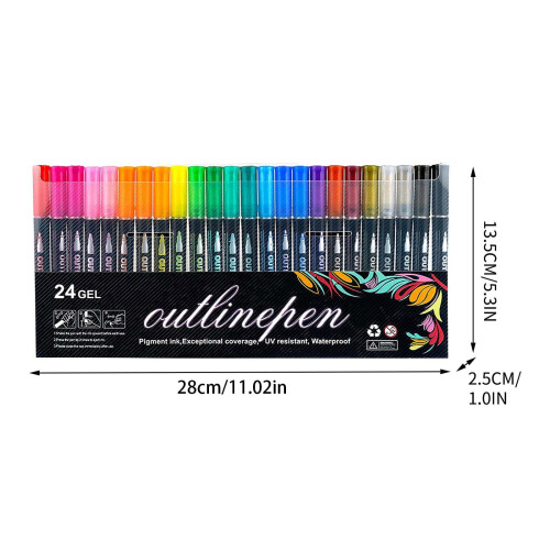 Metalliska glitterpennor med dubbla spetsar 8 ml 2