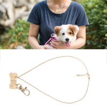 Alloy Pet & Owner Dog Bone Necklace Set – Golden White 2 Split Pendants