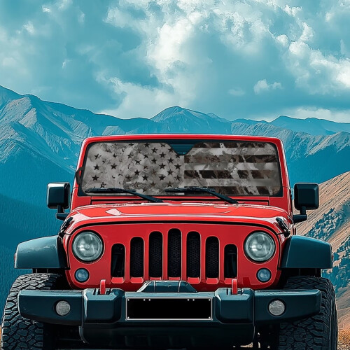 Jeep Windshield Sun Shade Gray Camo 1pc 2