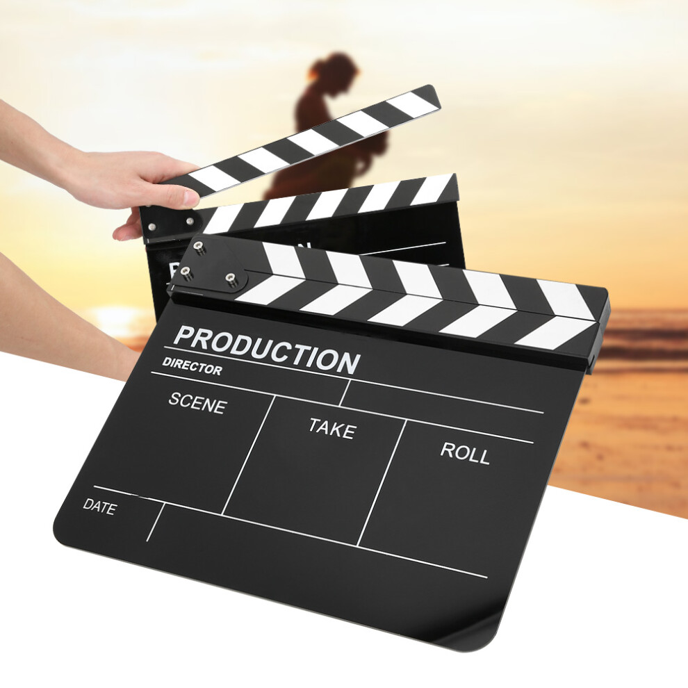 Acrylic Clapperboard Director 30X25cm Stripe Photography Tool Black/White 4121391933336
