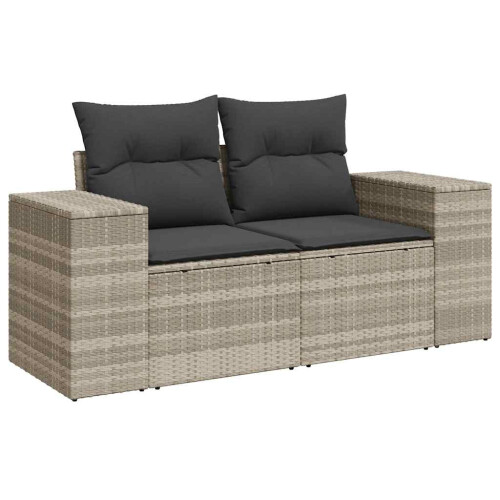 VidaXL vidaXL 8-tlg. Garten-Sofagarnitur mit Kissen Hellgrau Poly Rattan 2