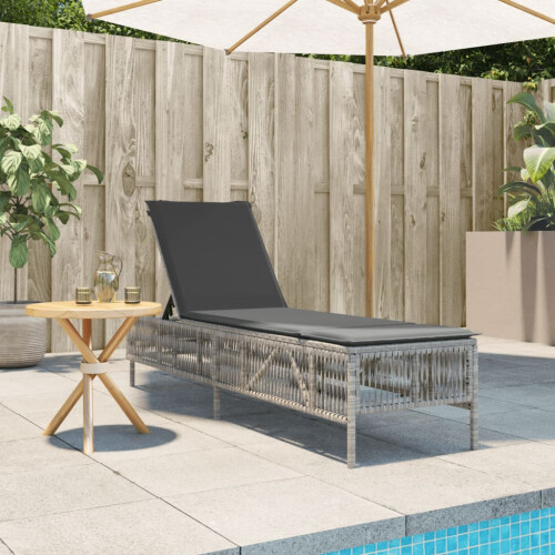 VidaXL vidaXL Sonnenliege mit Auflage Hellgrau Poly Rattan 1