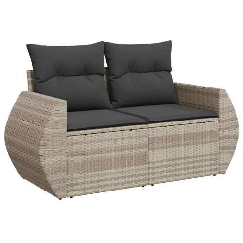 VidaXL vidaXL 9-tlg. Garten-Sofagarnitur mit Kissen Hellgrau Poly Rattan 2