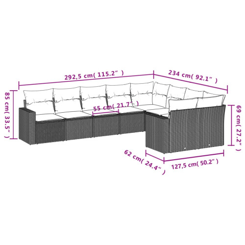 VidaXL vidaXL 9-tlg. Garten-Sofagarnitur mit Kissen Hellgrau Poly Rattan 2