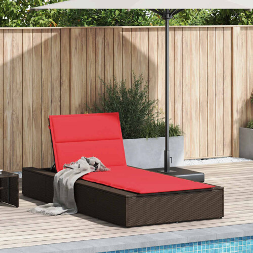 VidaXL vidaXL Sonnenliege mit schwebender Auflage Braun Poly Rattan 1