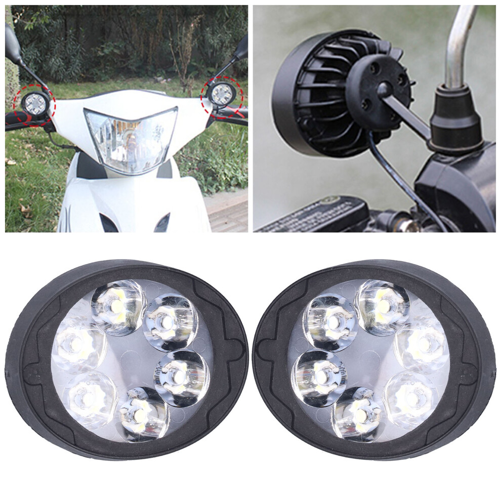 2Pcs 12V 6Led Motorcycle Rearview Mirror Spotlights 1000Lm White 7641391935392