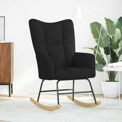 VidaXL vidaXL Schaukelstuhl Schwarz Stoff 1