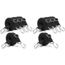 Adjustable Bungee Cords with Hooks Set,2M Long Flat Heavy Duty Elasticity Straps,with Adjustment Metal Buckle (8 Pack)