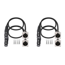 Cable Pasante XLR de 4 Unidades, Caja de Escenario, Conector XLR Hembra A Macho Tipo D de 3 Pines para Panel de Conexión y Caja de Suelo.