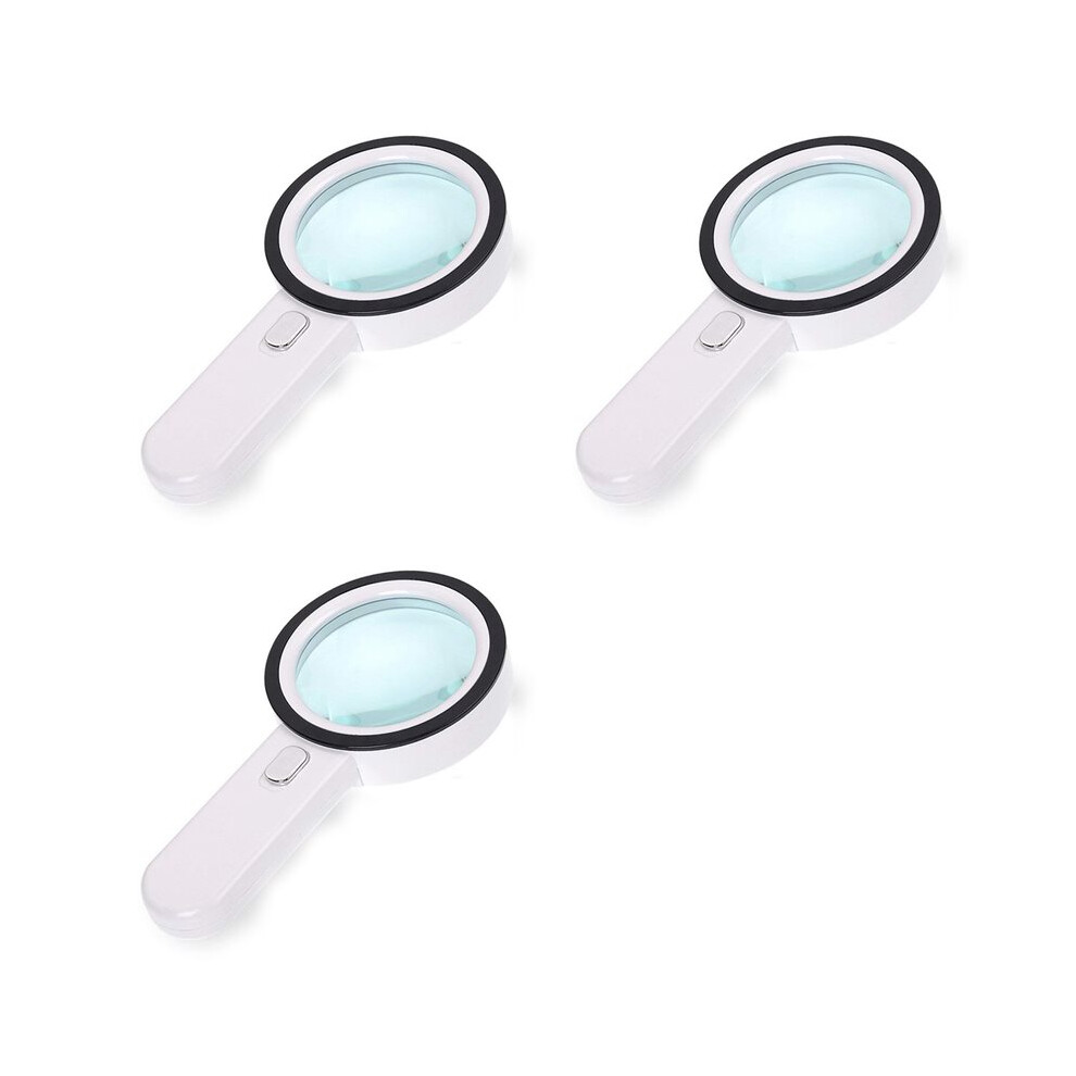 3pcs Magnifying Glass 20X, Large Magnifier with Light, LED Illuminated Handheld, Premium High Power Magnifying Glass
