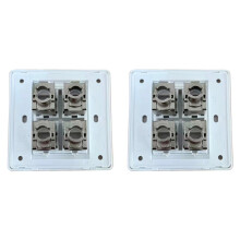 2X 4 Aansluitingen CAT6A RJ45 Frontplaat LAN Netwerk Stopcontact Aansluiting Afgeschermd Ethernet Wandpaneel 86x86mm Netwerkinstallatie