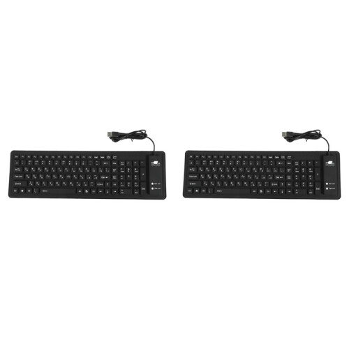 2X 103Keys Silicon Keyboard Russian Layout USB Interface Keyboard Flexible Foldable Wired Keyboard for PC Desktop Laptop