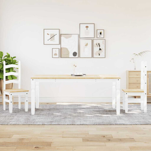 VidaXL vidaXL 3 Piece Dining Set PANAMA White Solid Wood Pine 1