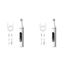 2X Tooth Polisher, Rechargeable Teeth Polisher with 6 Brush Heads, Tooth Whitening Kit for Cleaning and Polishing White