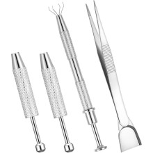 Juego de 4 Portaherramientas de Agarre, Herramienta para Recoger Joyas, Bola Perforadora de 4 Garras de Acero Inoxidable para Objetos Pequeños, Chip