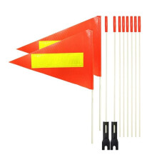 2 Drapeaux de Sécurité pour Vélo avec Mât, Poteau Réglable de 1,8 M, en Polyester, Résistant Aux Déchirures et Étanche.