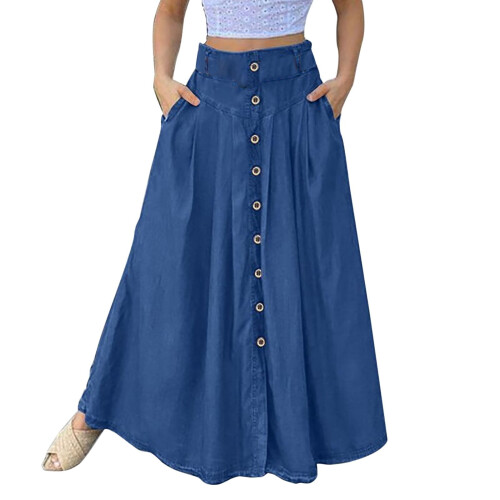 Women's A-Line Maxi Skirt Blue S 2
