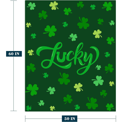 St. Patrick's Day Throw Blanket Green Shamrocks 50x60 1
