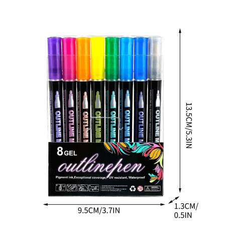 Dobbeltlinjede metaltuscher, 8 ml 2