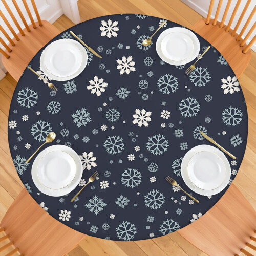 Toalha de mesa redonda com borda elástica para celebrações sazonais, 52 polegadas, resistente e ideal para proteção e elegância no jantar de 1