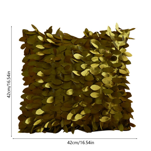Capa de almofada decorativa com estampa de folha em cetim, 45x45cm (18x18 polegadas), com zíper invisível. 2