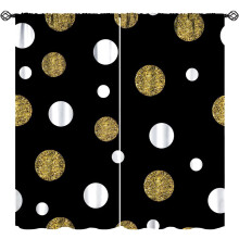 Polka Dot Curtains Gold on White 52 in W x 84 in L