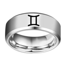 Stainless Steel 12 Zodiac Constellation Ring Size 8