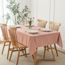 Stain & Water Resistant Checkered Tablecloth, Wrinkle Resistant, Washable, Heavyweight Gingham for Indoor/Outdoor Use – 60x120 in, Rust & White
