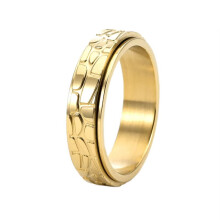 Men's and Women's Stainless Steel Classic Stone Texture Anxiety Relief Rotatable Finger Ring Gold Size 11