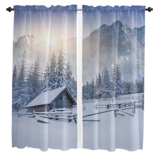 Winter Snow Mountain Morning Scenery House Window Curtains for Living Room the Bedroom Home Interior Kids Room Decor Drapes