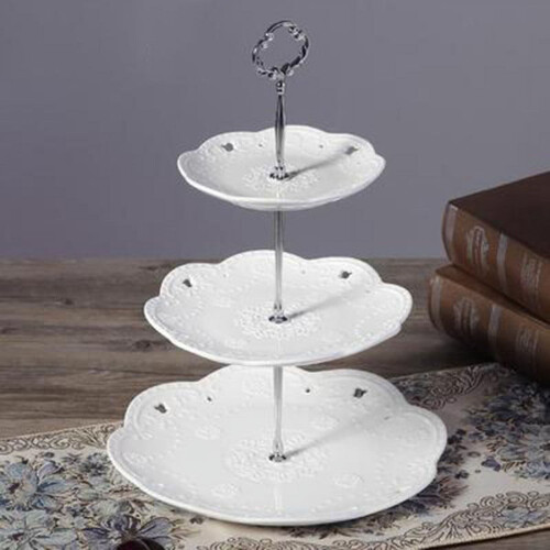 Sunflower Fruit Cake Stand Gold Silver 3 Layers 2