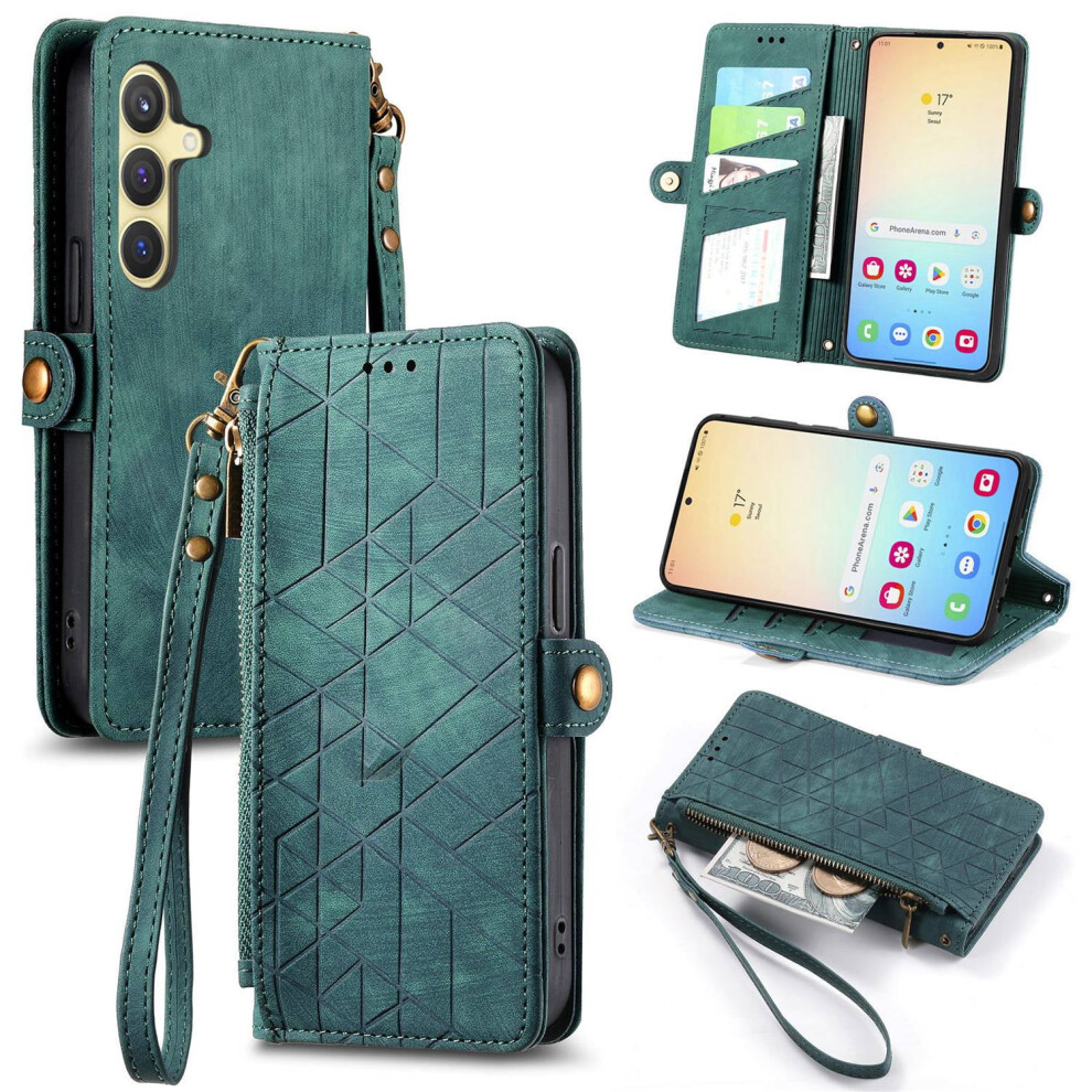 Wallet Leather Phone Case For Compatible With Samsung Galaxy A54 A34 A24 A14 Multi Card Zipper Phone Case 9489952319476