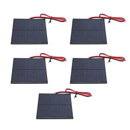 5Pcs Mini Solar Modules Epoxy Power Boards 30cm Red Black Wires DC5.5V 160mA 1