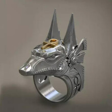 Mens Stainless Steel Anubis God Ring Ancient Egyptian Pharaoh Delicate Jewelry Size 7-12-01#-8
