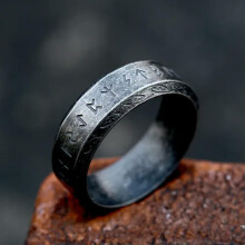 Bague unisexe en titane avec runes vikings, 8 mm