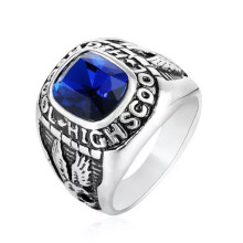 Stainless Steel Eagle Ring Blue CZ Vintage Punk Style 12