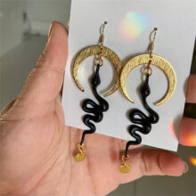 BOHO Dames Oorbellen met Verguld Slangen en Maan