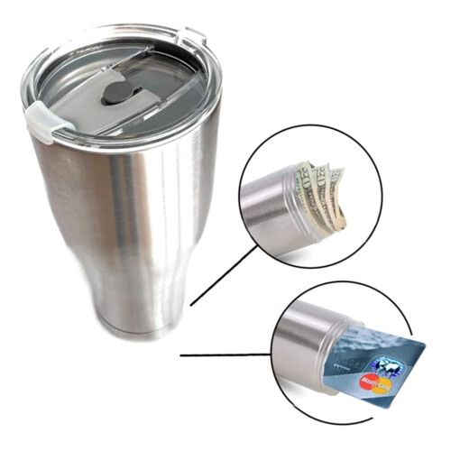 Gobelet isotherme sous vide avec compartiment de rangement dissimulé 1