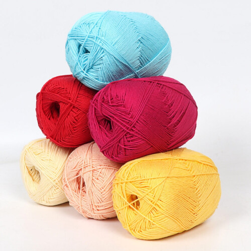 Cotton Yarn Soft Solid Color 50g Medium Thick for Knitting 2