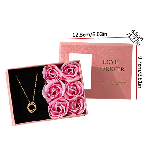 Coffret cadeau Rose éternelle et collier, 6 roses, boîte à bijoux 2