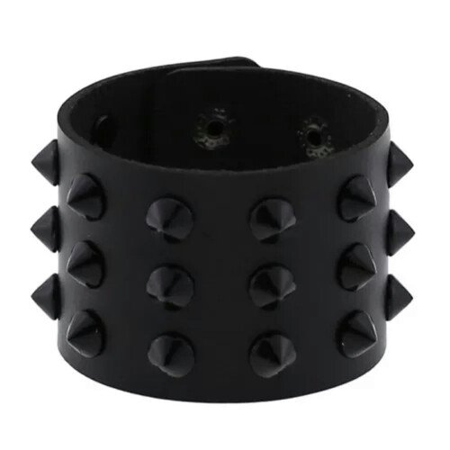 Bracciale gotico in pelle per uomo e donna, nero
