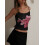 Γυναικεία αμάνικα τοπ με δαντέλα και crop top σε διάφανο πλέγμα, με τιράντες και 2