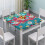 Toalha de mesa sazonal para festas, 91x91 cm (36x36 polegadas), com bainha elástica e estampa natalina em elastano resistente a amassados para maior 3