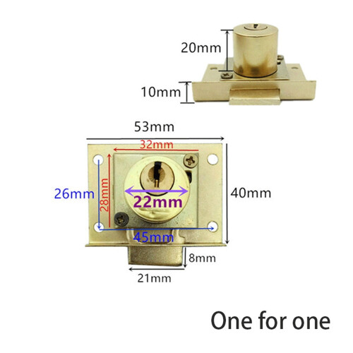 Tooloflife Drawer Lock with Keys Copper Gold Large Core 2