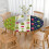Toalha de mesa redonda de 52 polegadas com borda elástica e estampas natalinas clássicas, ideal para uma mesa festiva e decoração de Natal. 3