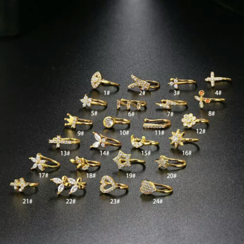 Ψεύτικο Piercing Μύτης, Δαχτυλίδι Μύτης, Κλιπ Μύτης, Κρύσταλλο Gem Crystal, Κοσμήματα χωρίς 2