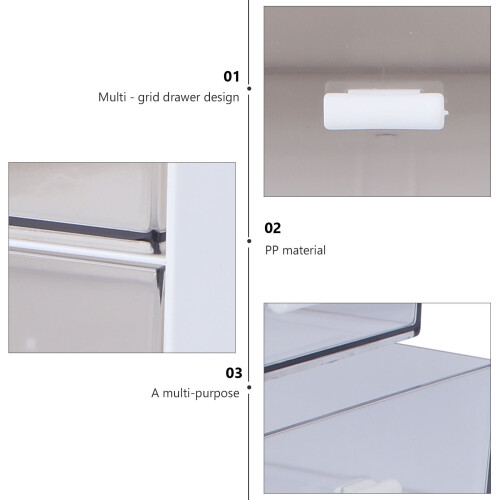 MUSEYA Drawer Sundries Storage Container Storage Container White PP Multi-layer for Home and Office 1Pack 2