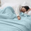 Light Blue Cotton Throw Blanket for Adults, Full Size 3