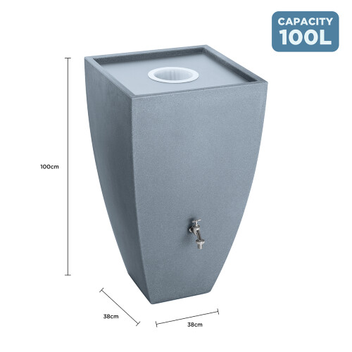 Charles Bentley Charles Bentley Plastic Water Butt with Tap Grey, 100L 2